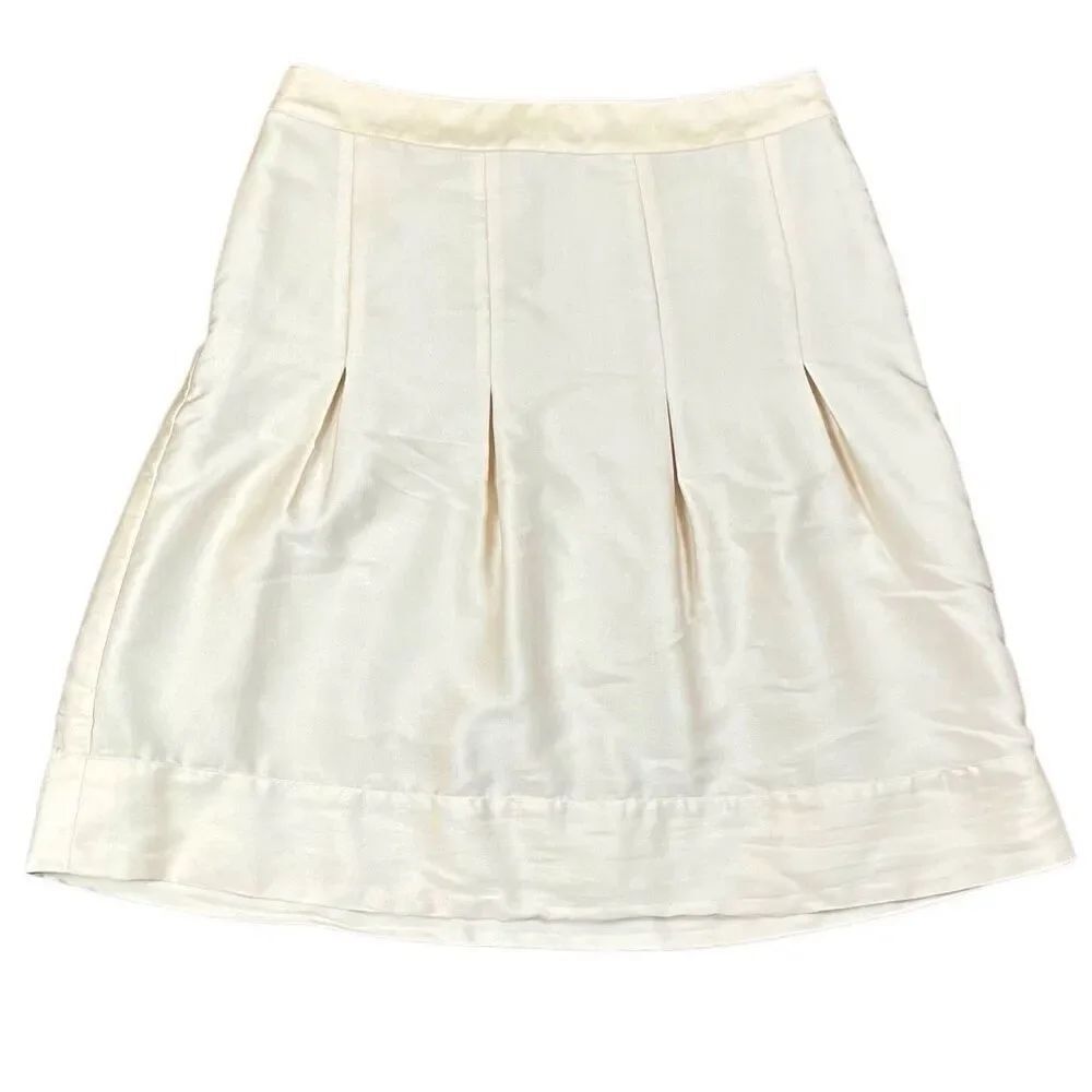 H&M Beige Pleated Lined Zipper Back Skirt 10